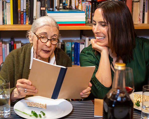 senior and daughter enjoying passover